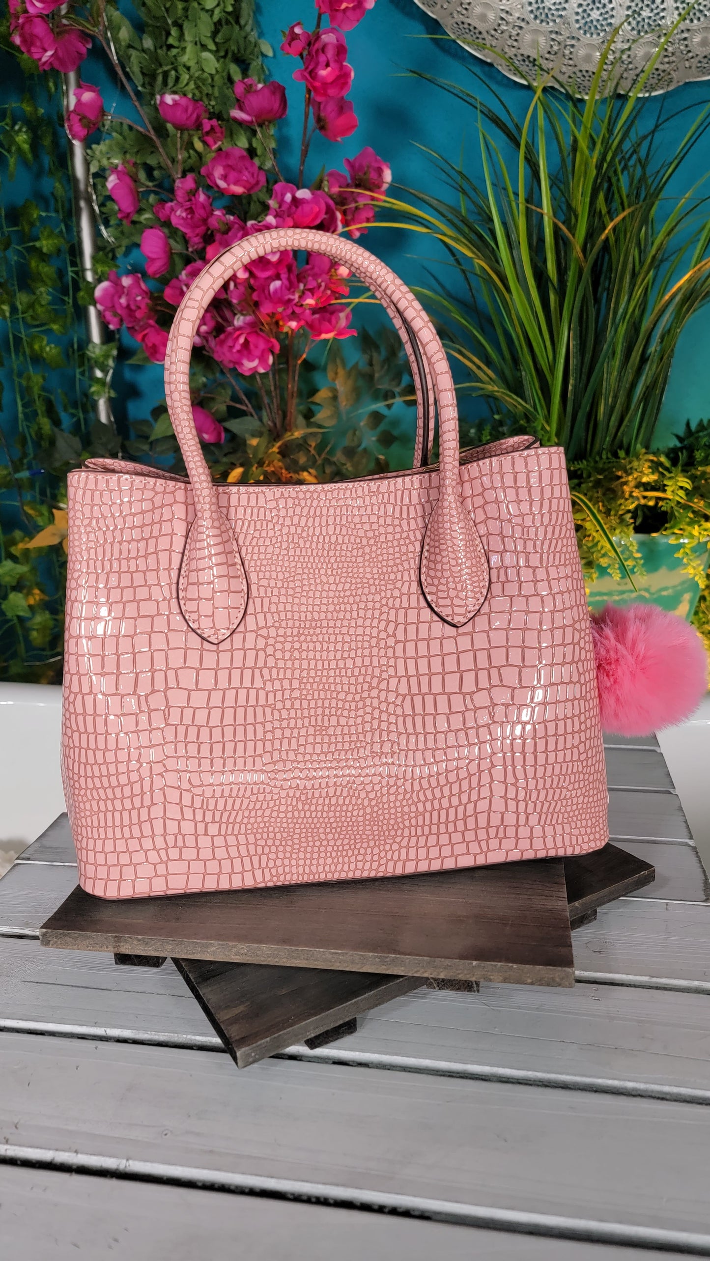 Light pink croc purse