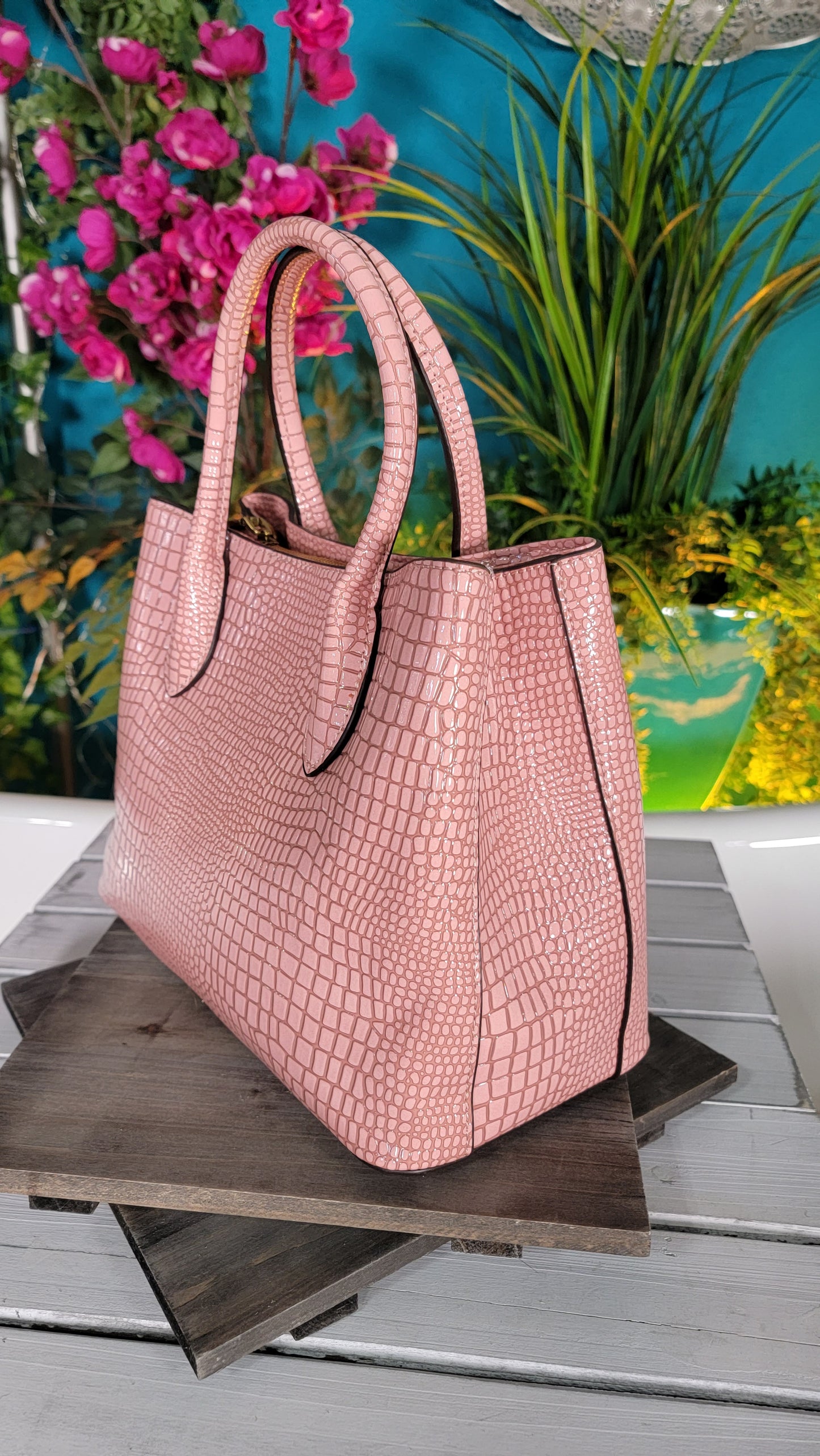 Light pink croc purse