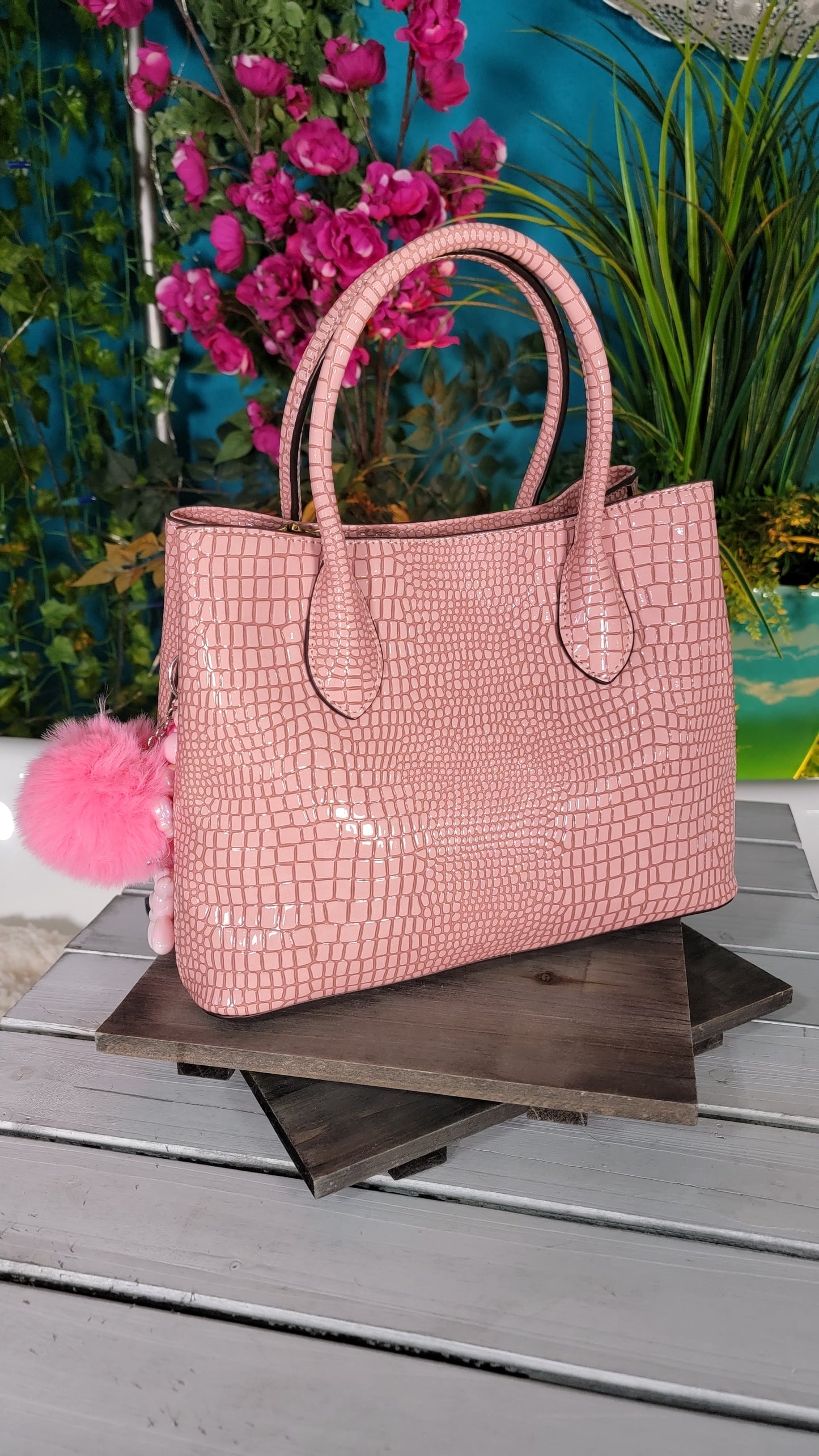 Light pink croc purse