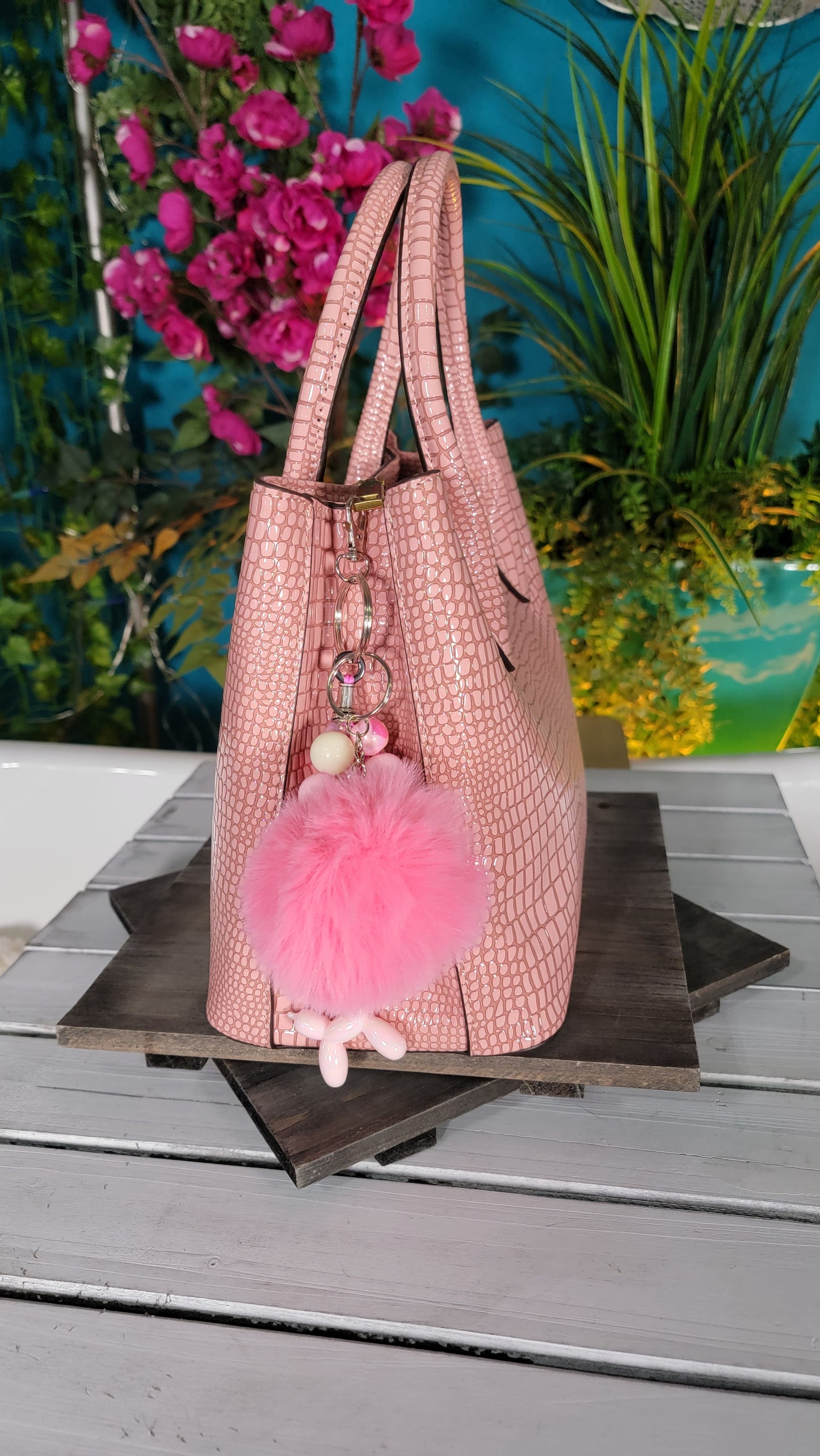 Light pink croc purse