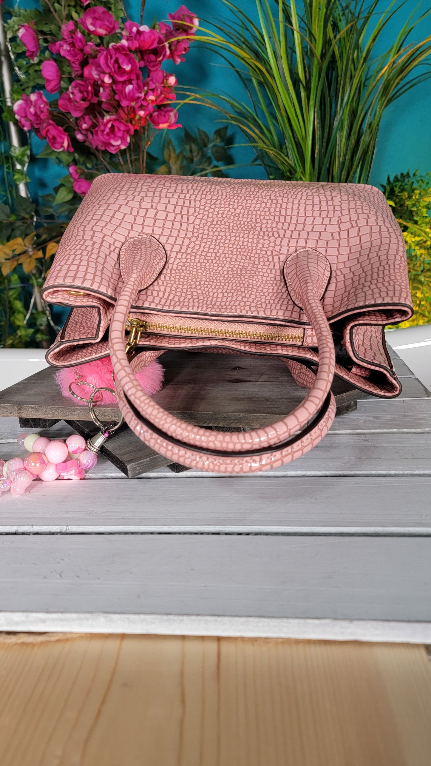 Light pink croc purse