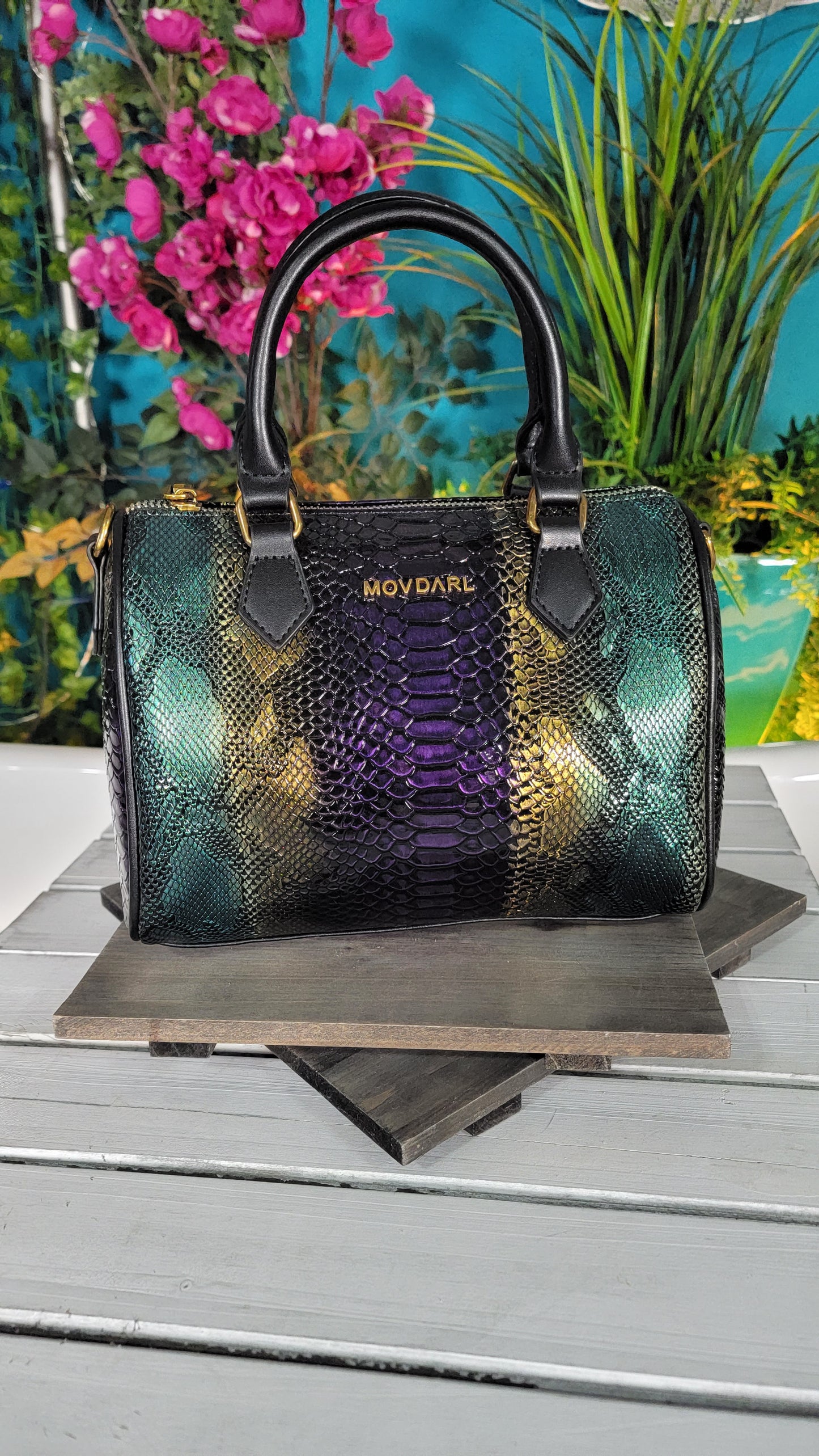 Croc pattern Metallic Purple, Gold, Green Bowling Bag