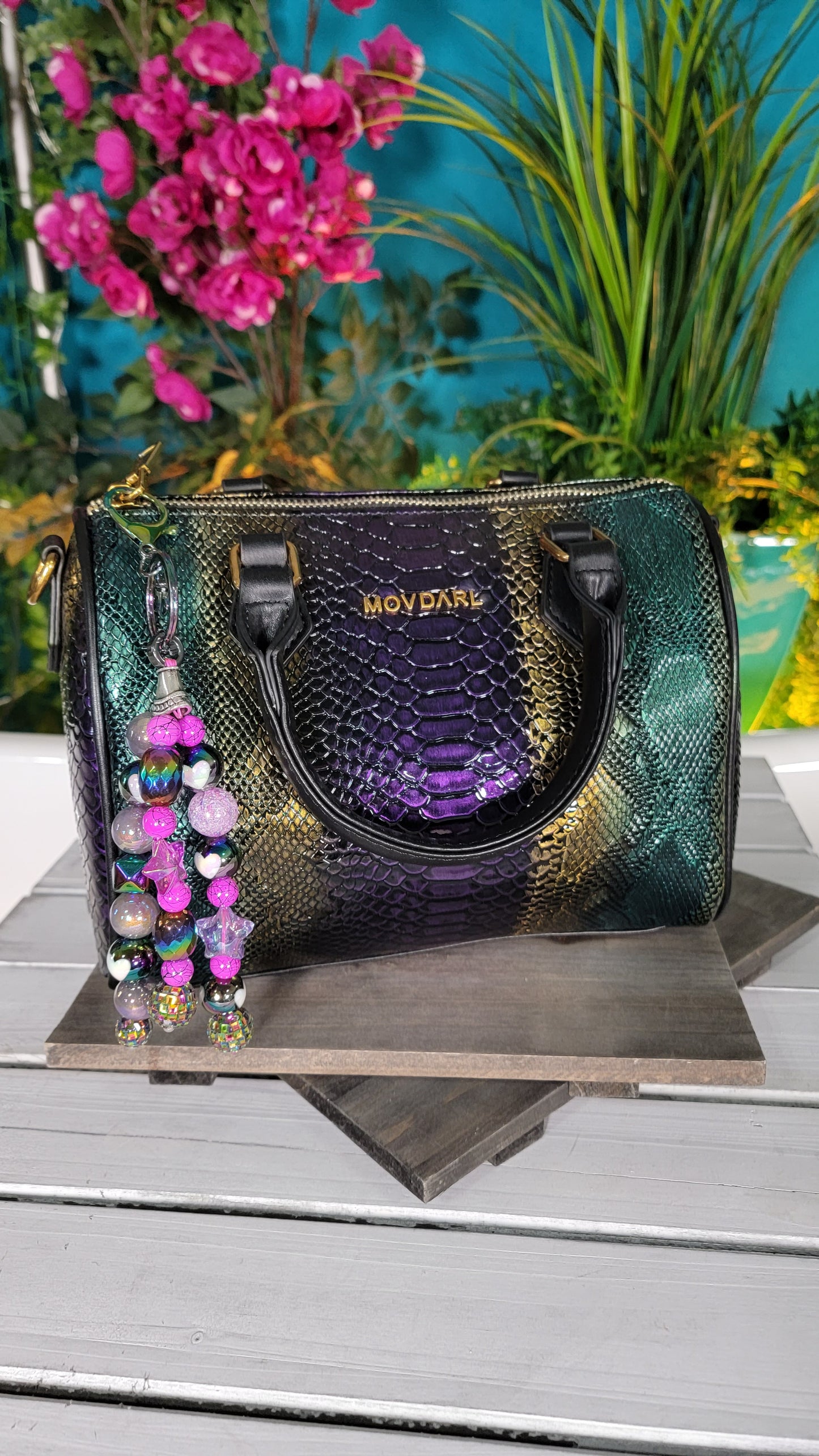 Croc pattern Metallic Purple, Gold, Green Bowling Bag