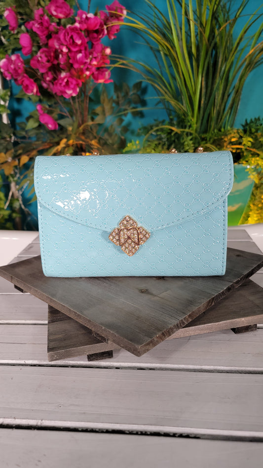 Light Blue Fancy Envelope Clutch