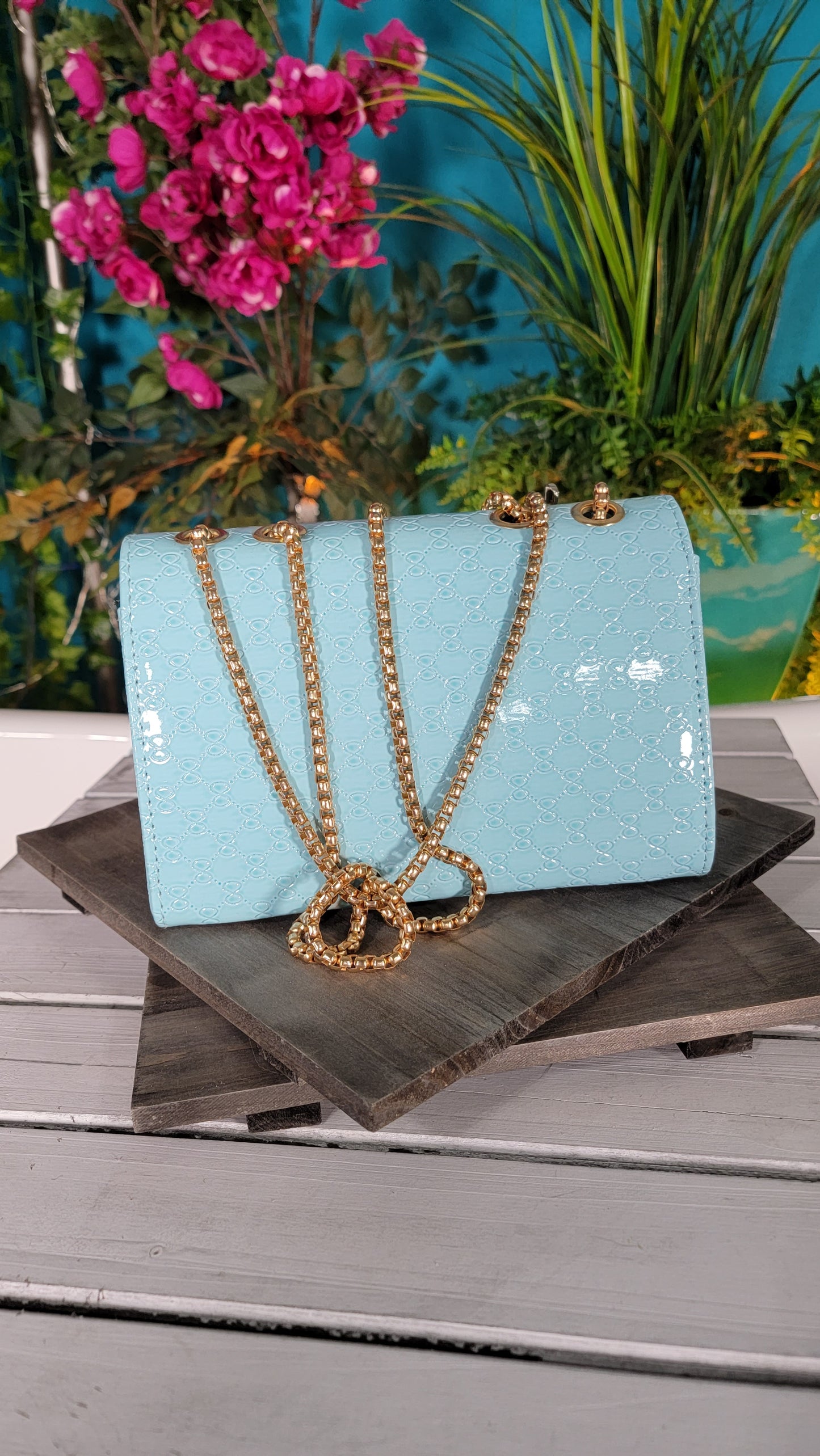 Light Blue Fancy Envelope Clutch