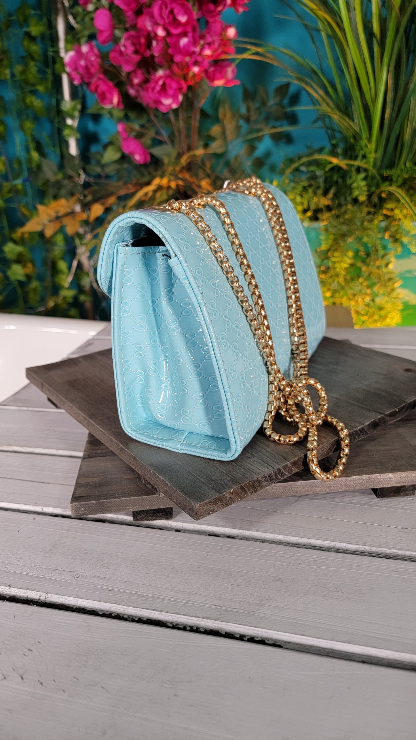 Light Blue Fancy Envelope Clutch