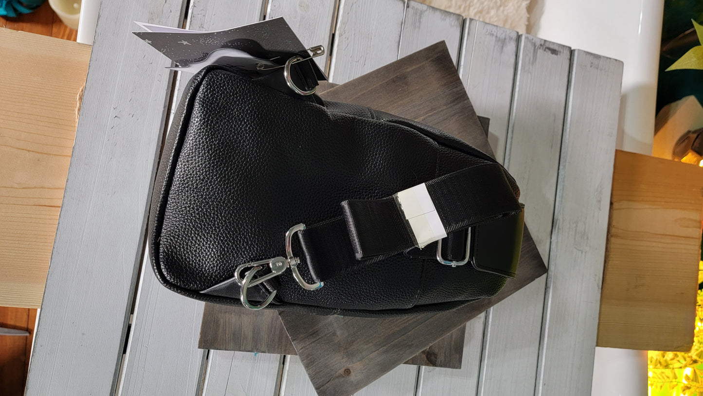 Sporty Bag Faux Black Leather