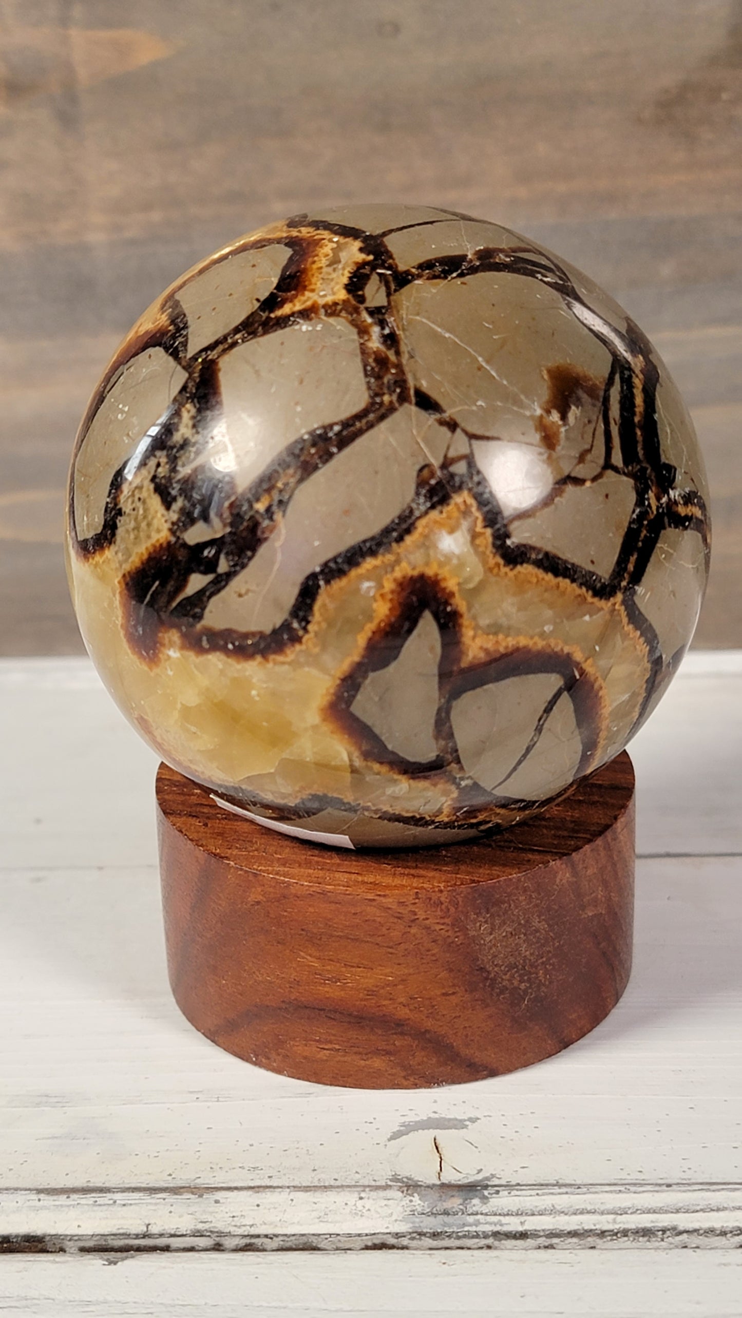 Septarian crystal sphere