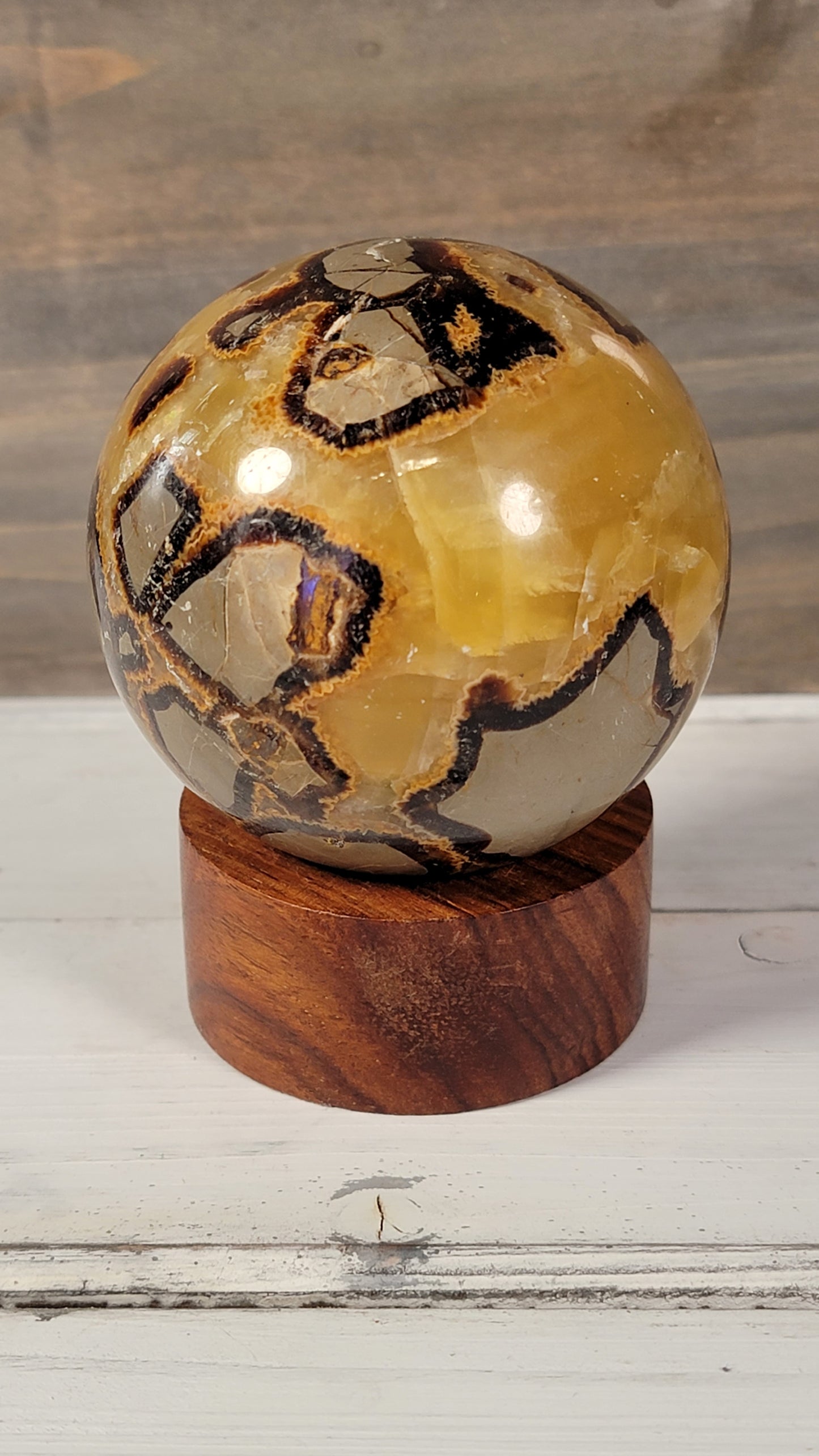 Septarian crystal sphere