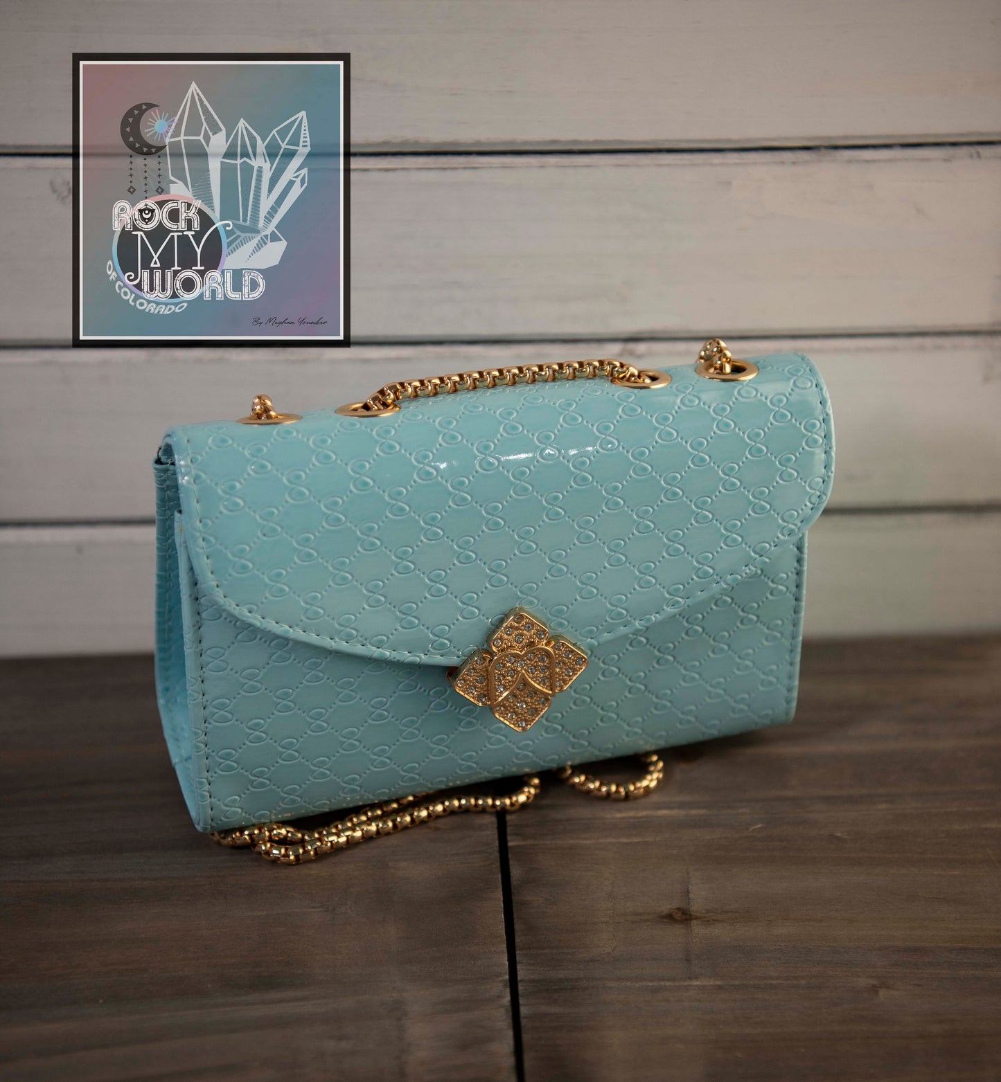 Light Blue Fancy Envelope Clutch