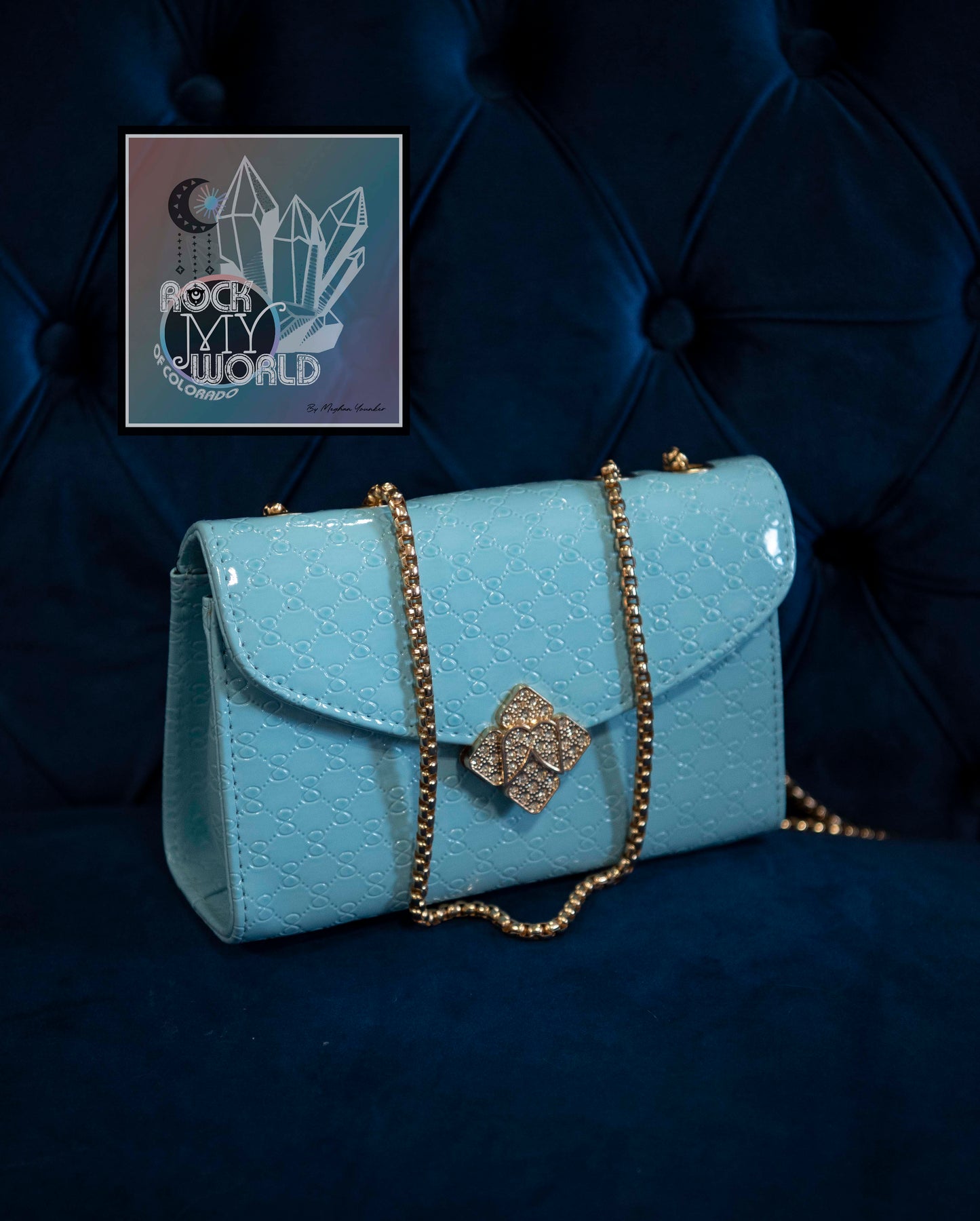 Light Blue Fancy Envelope Clutch