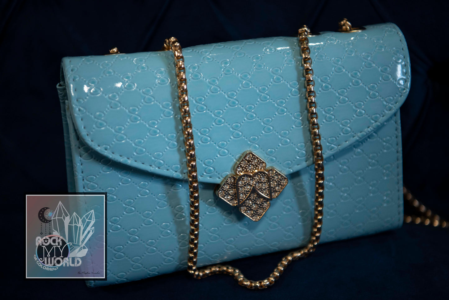 Light Blue Fancy Envelope Clutch