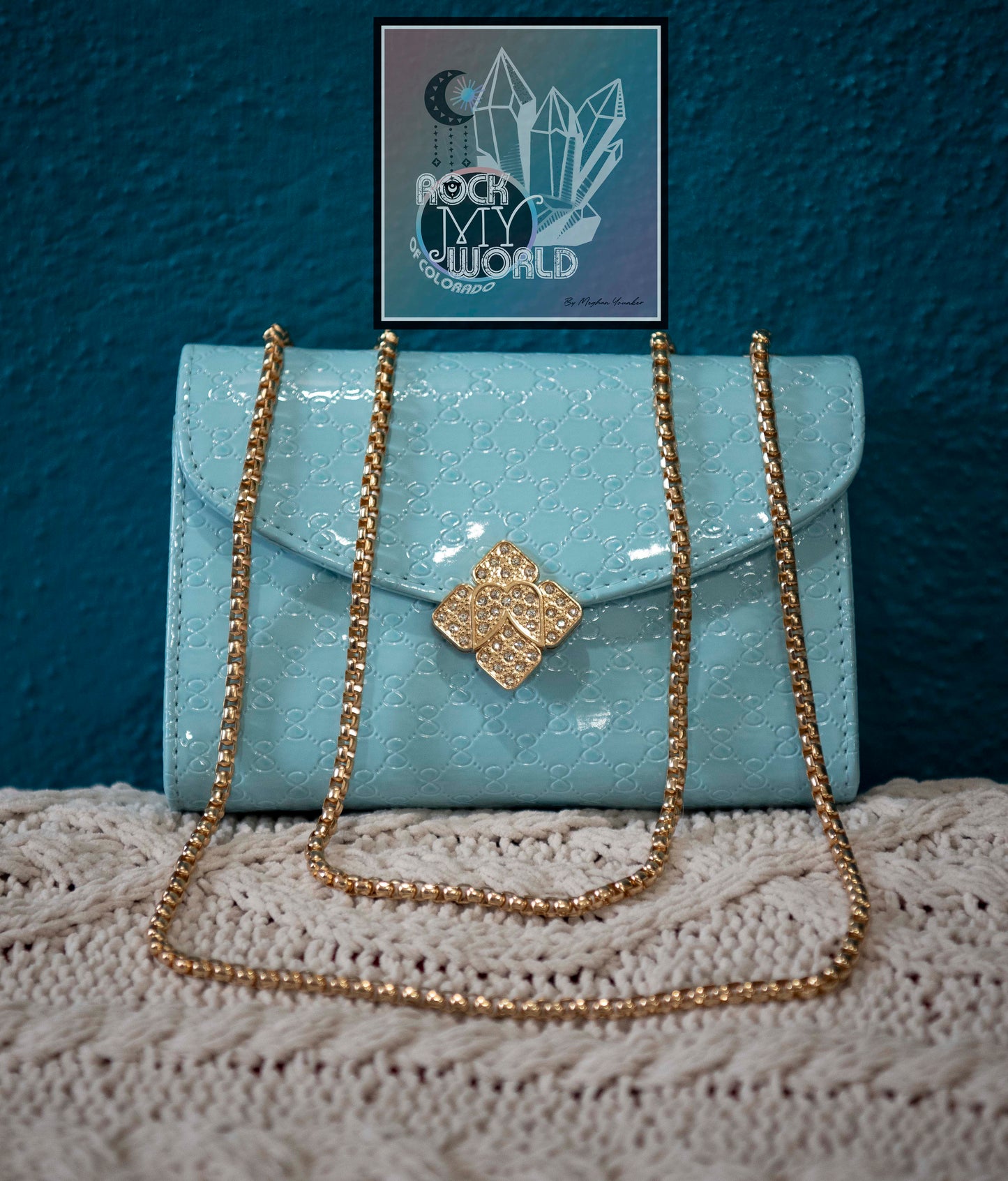 Light Blue Fancy Envelope Clutch