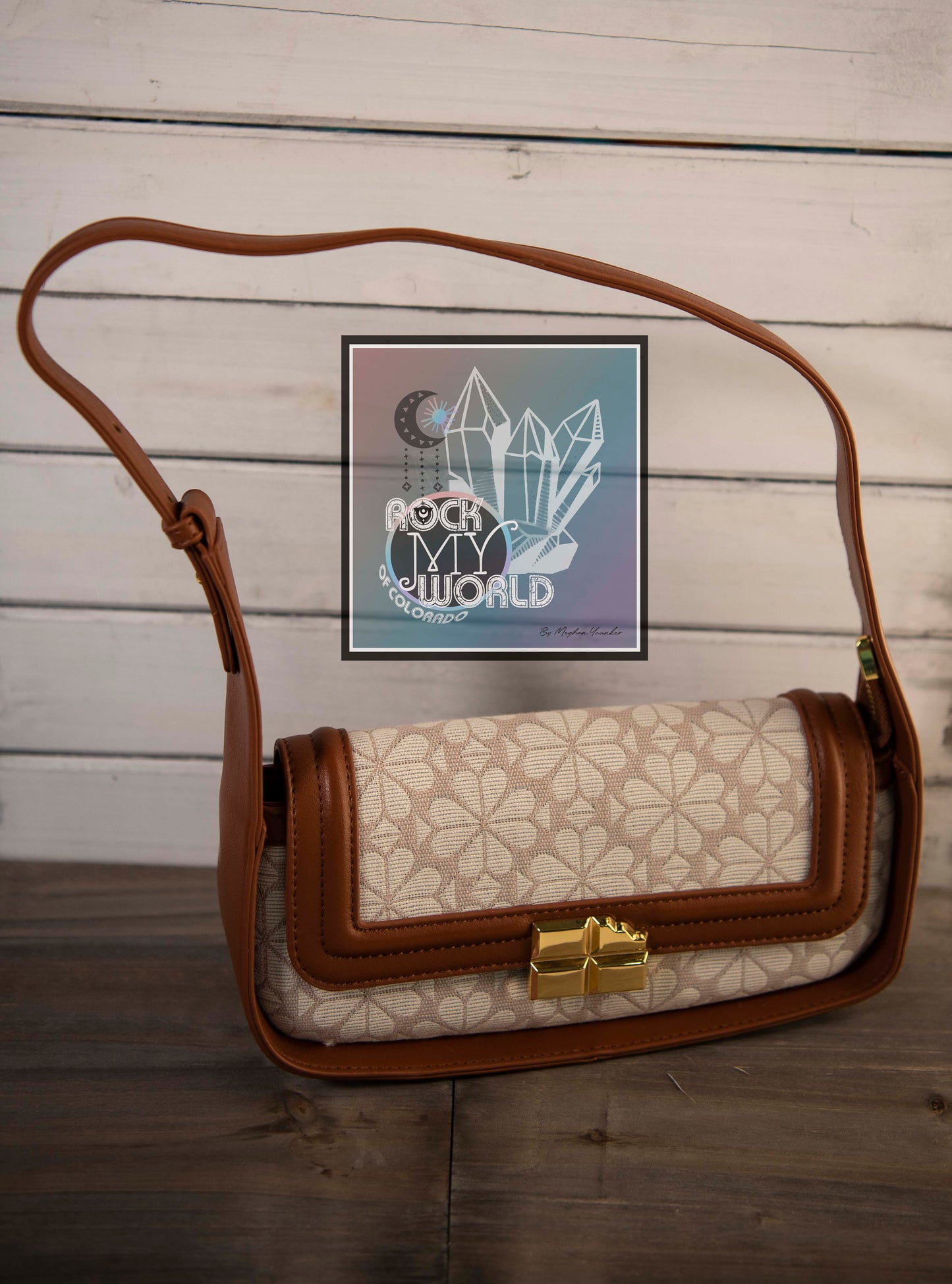 Cream Floral Saddle Clutch