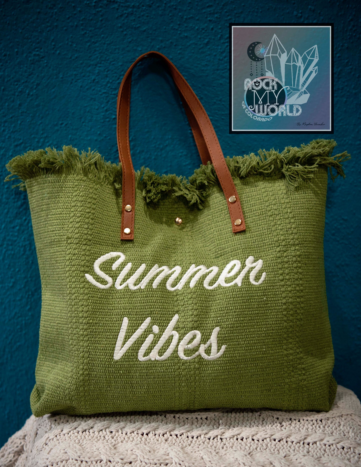 Summer Vibes Woven Beach Tote