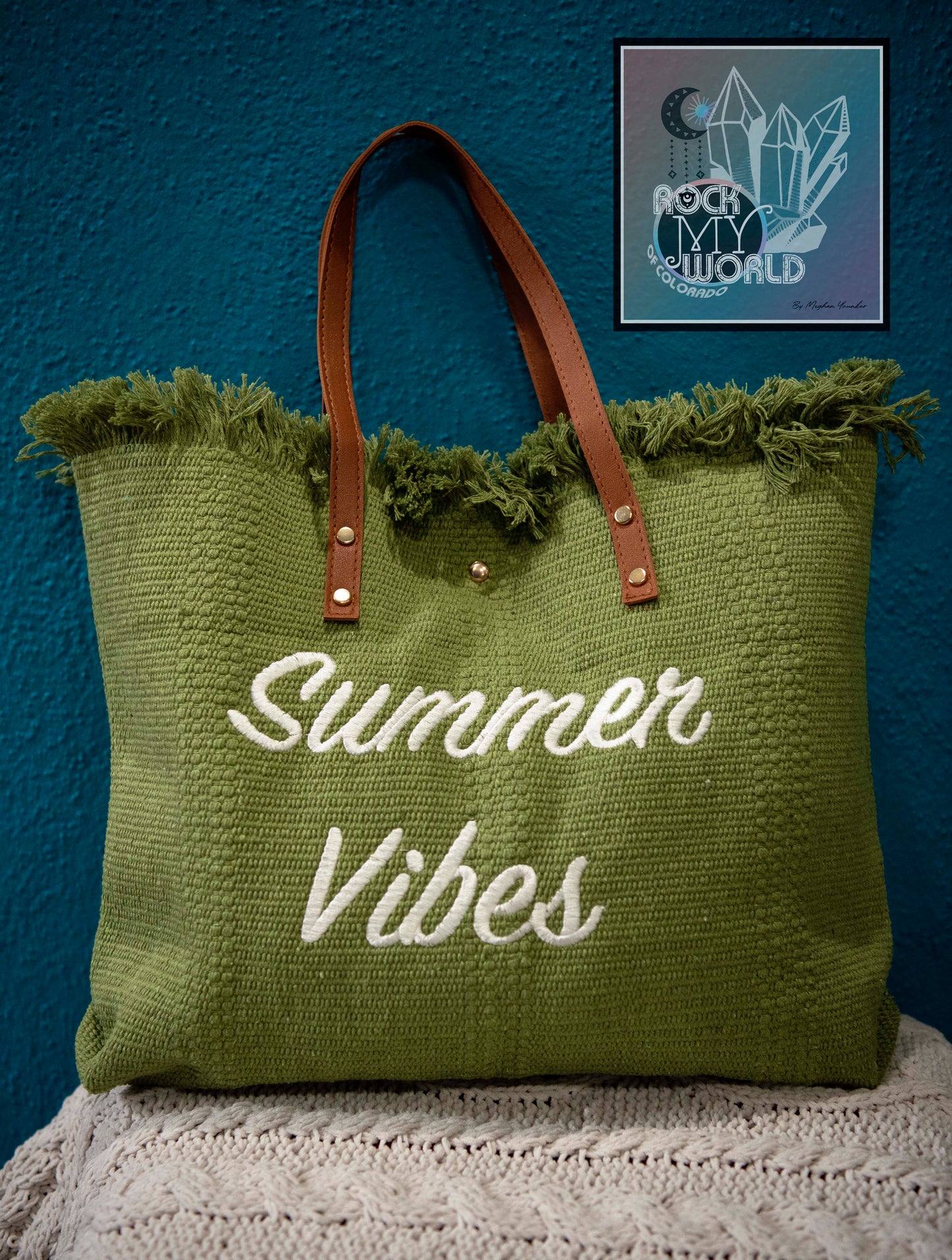 Summer Vibes Woven Beach Tote